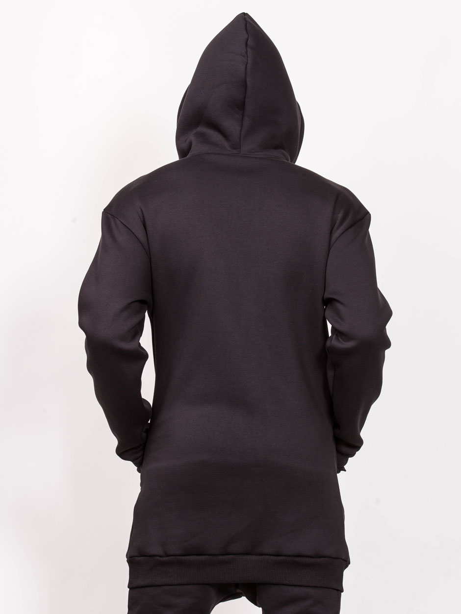 HOODIES LONG WITH ZIPPER BLACK