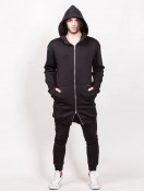 HOODIES LONG WITH ZIPPER BLACK