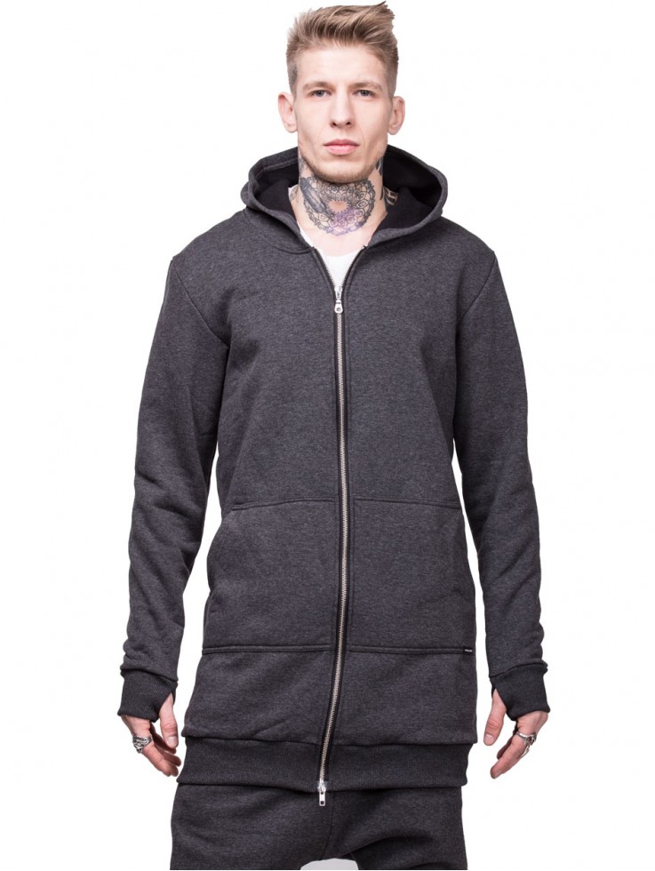 HOODIE ZIPPER LONG GREY